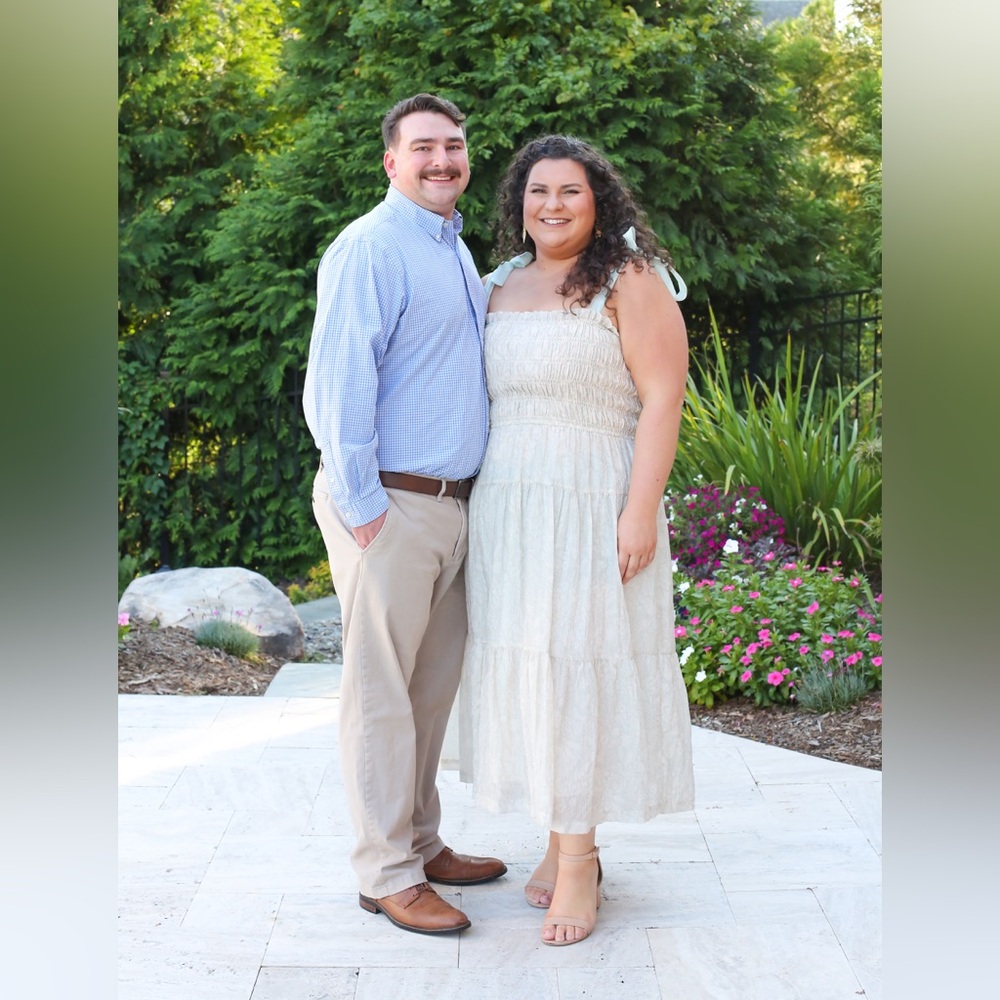 En Saison Beige and Sage Pattern Dress